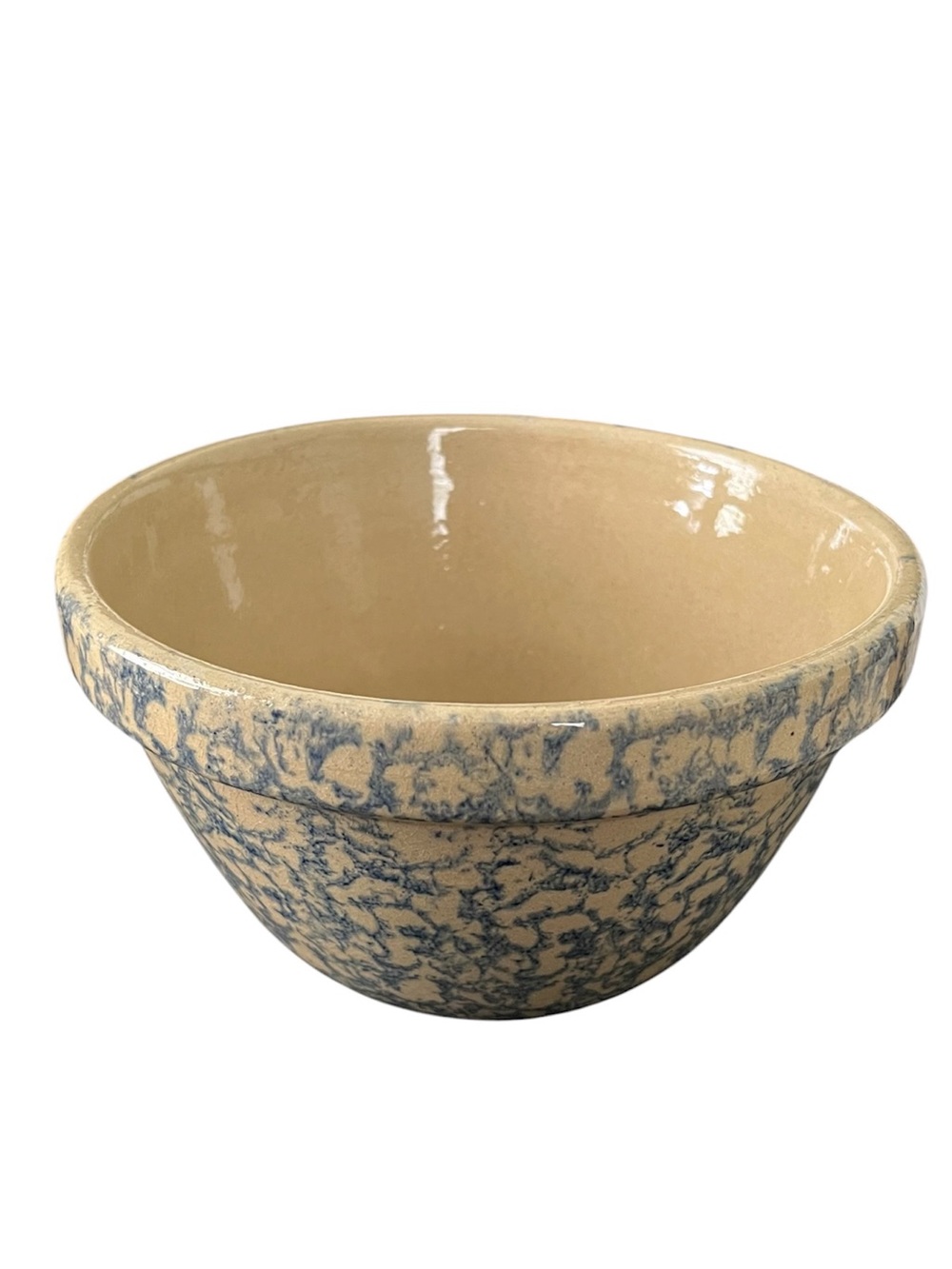 Robinson Ransbottom Roseville Blue Spongeware 9” Mixing Bowl - 2.5 quart